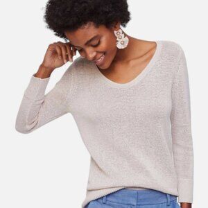 LOFT V-Neck Silver Gray Lightweight Sweater Size Small